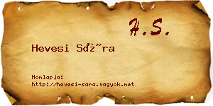 Hevesi Sára névjegykártya